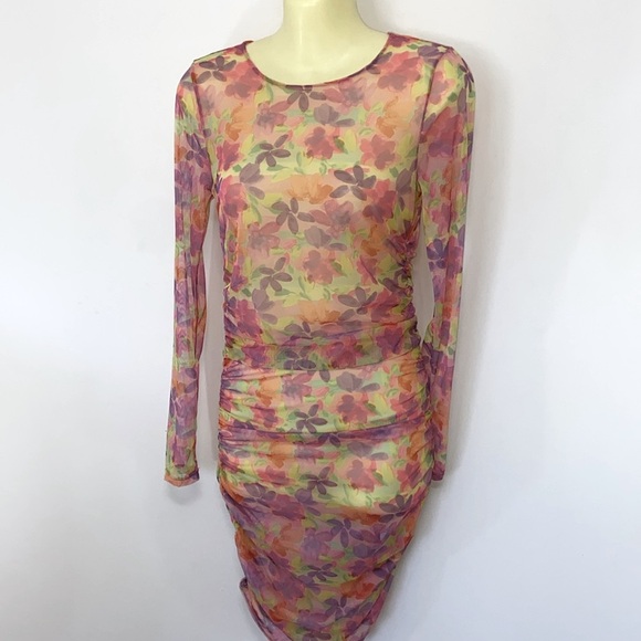 For Love And Lemons Pink Long Sleeve Bodycon Swim Coverup Sz Sm .Nwot - Picture 5 of 8